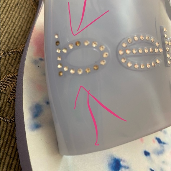 1-pair (IRREGULAR) of flip flops sandals gray PVC with rhinestones - Picture 6 of 6